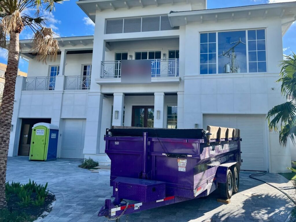 Royal Dumpsters dumpster at a home in Isla Bahia, Fort Lauderdale, FL