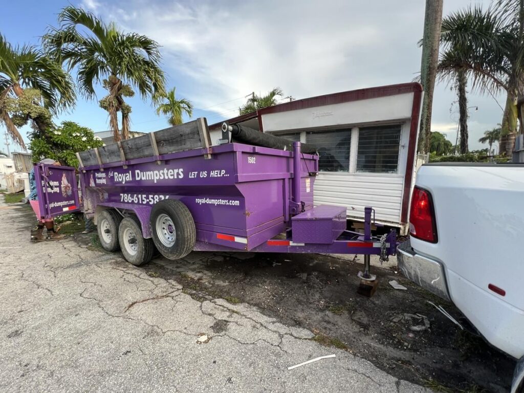 Dumpster rental at a mobile home park in Hallandale Beach, FL