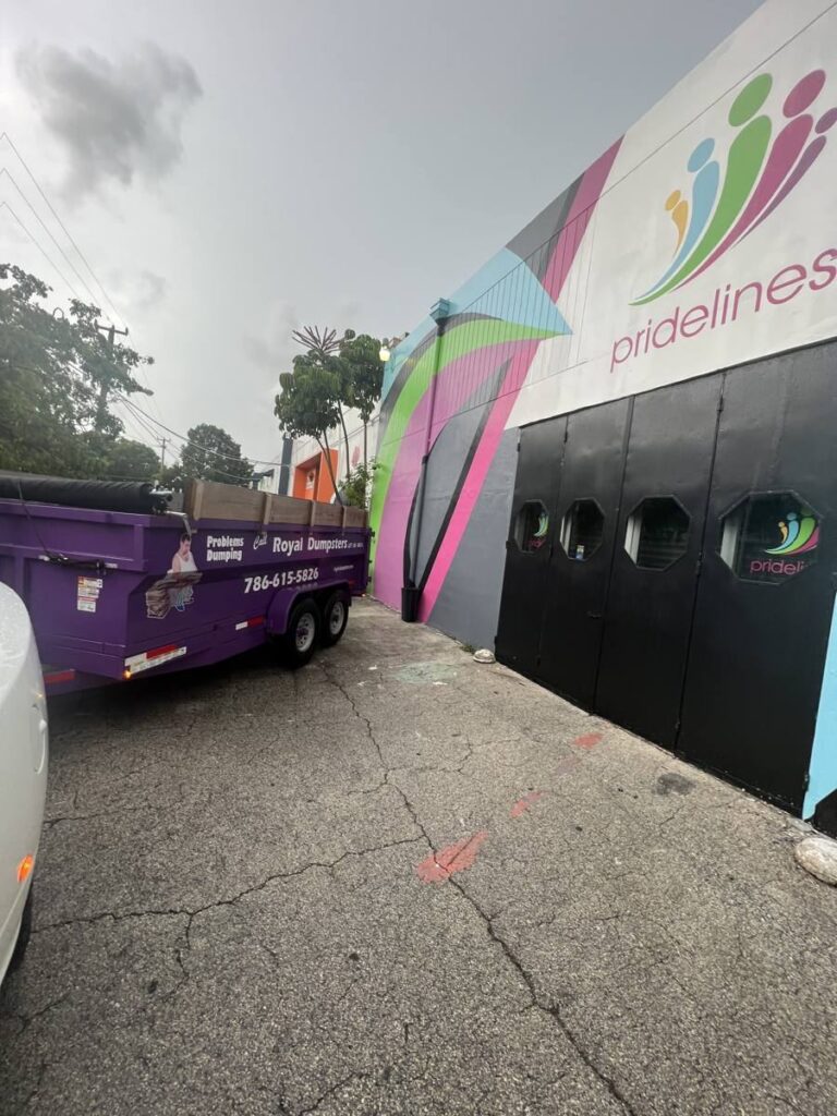 Royal Dumpsters dumpster at a commercial job in Little River, Miami, FL